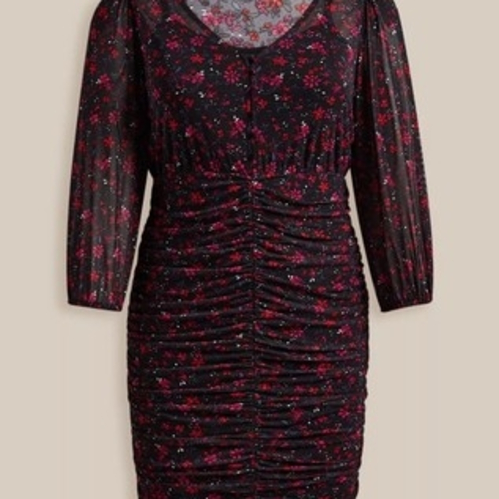 Torrid Black and Red Floral Long Sleeve Dress - NWT